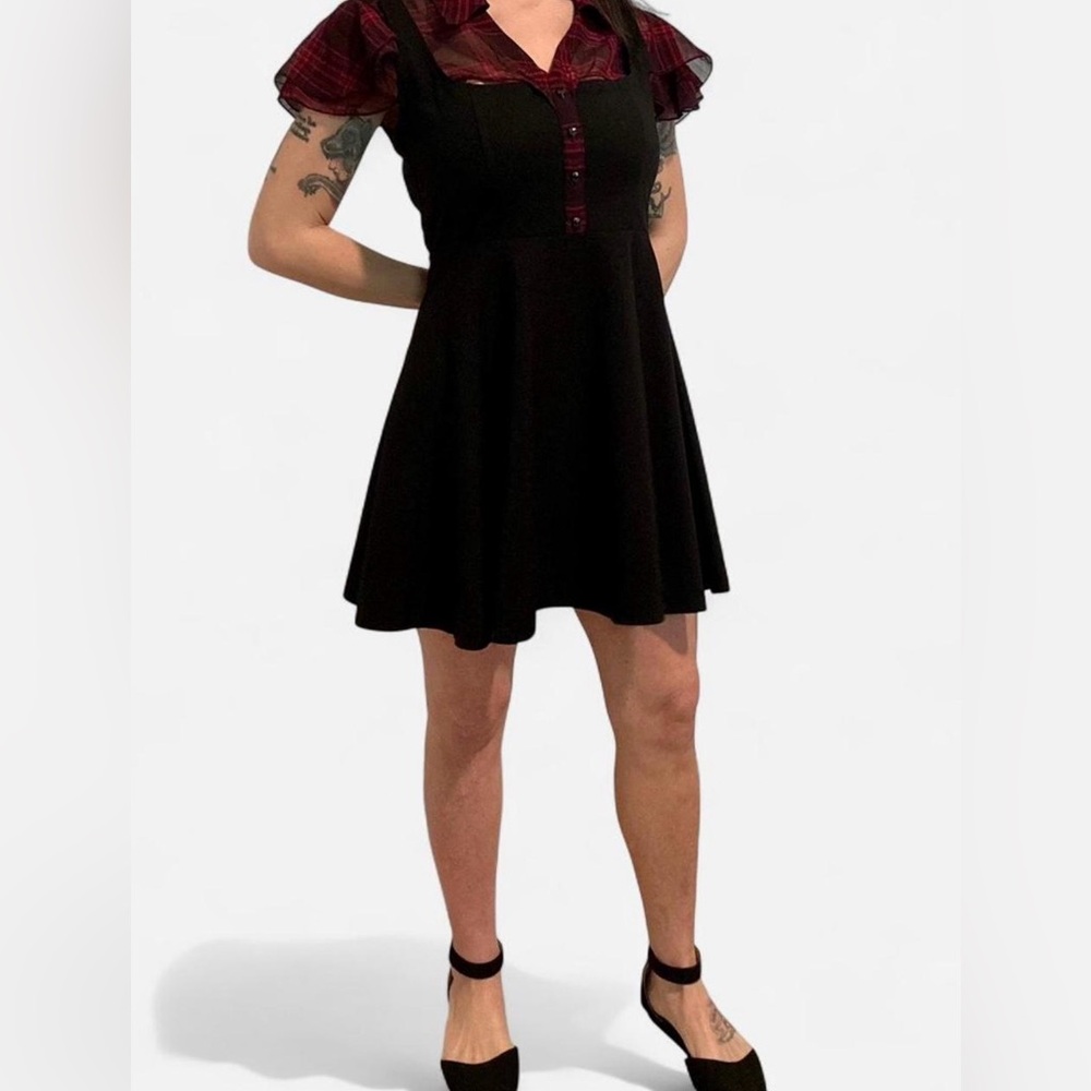 Punk Rave Black Red Plaid Fit & Flare Dress Large New With Tags